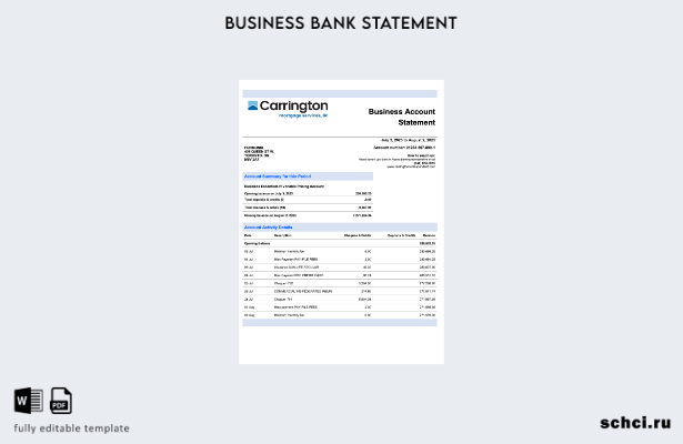 цифровая загрузка USA Carrington Mortgage Services выписка по текущему счету биз